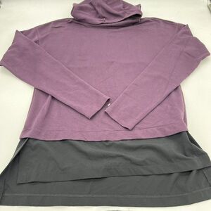 Calia Women's Effortless Mixed Media Hoodie Size Med Purple Black Pullover